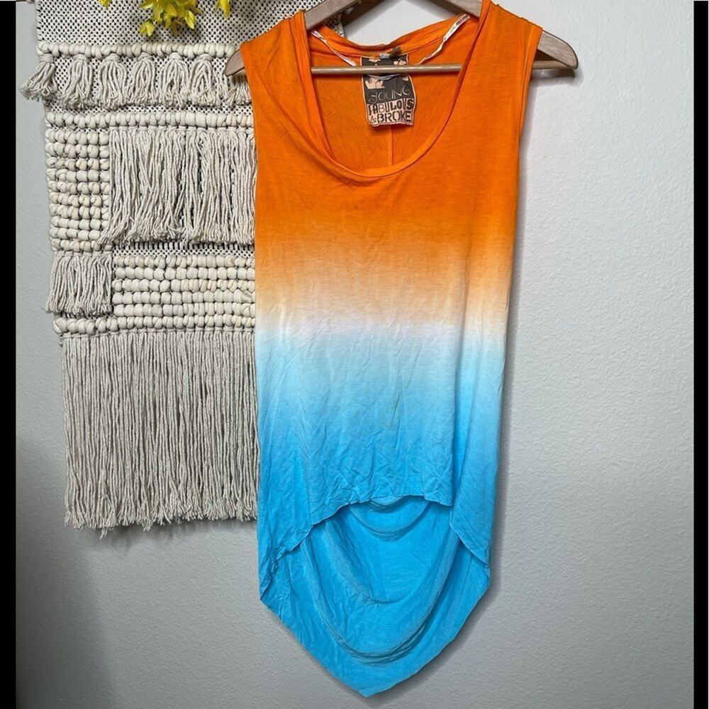 Young Fabulous & Broke Orange Blue Ombré Top